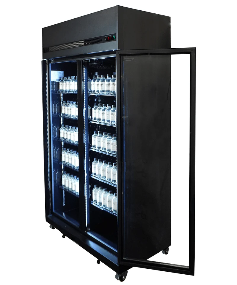 Combisteel Kühlschrank 2 Glastüren Schwarz IRM-770R Bl