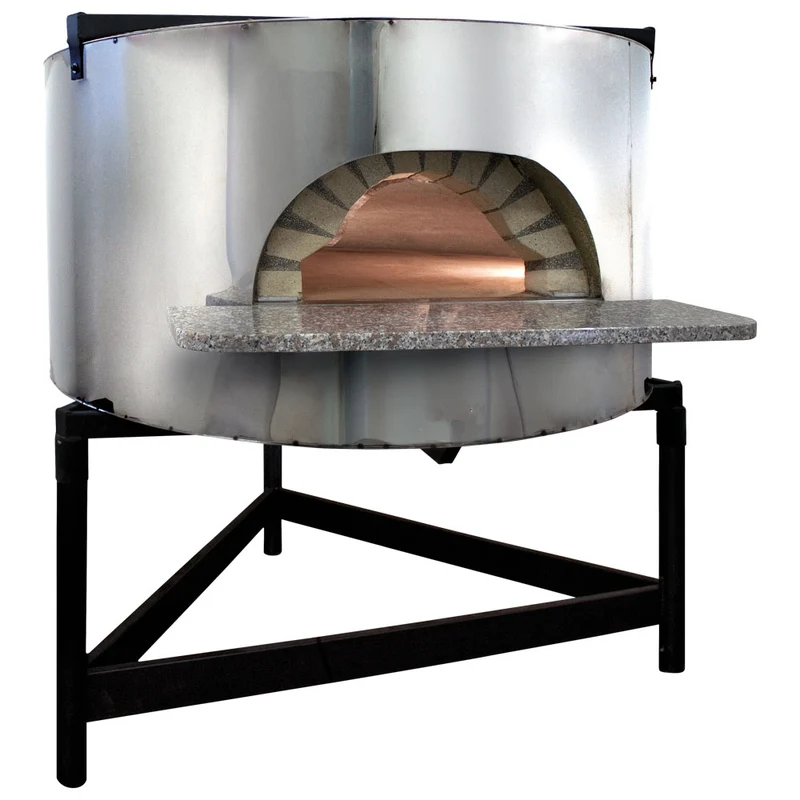 Virtus Holz-Pizzaofen mit Edelstahlfassade, Backplatte ø 1450 mm, Kapazität 8/10 Pizzen