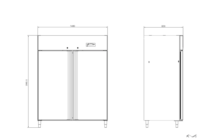 Gastronomie Tiefkühlschrank ECO 1400 GN 2/1 Monoblock, 1350 Liter Kühlraumvolumen, 6 verstellbare Einlegeböden, Robuste Bauweise, Edelstahl