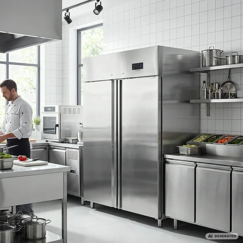 Gastronomie Tiefkühlschrank ECO 1400 GN 2/1 Monoblock, 1350 Liter Kühlraumvolumen, 6 verstellbare Einlegeböden, Robuste Bauweise, Edelstahl