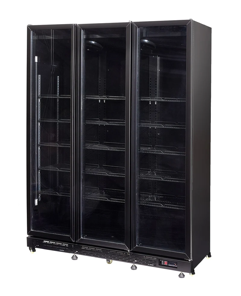 Combisteel Kühlschrank 3 Glastüren Schwarz NAP-1200 Ht - mit Türheizung