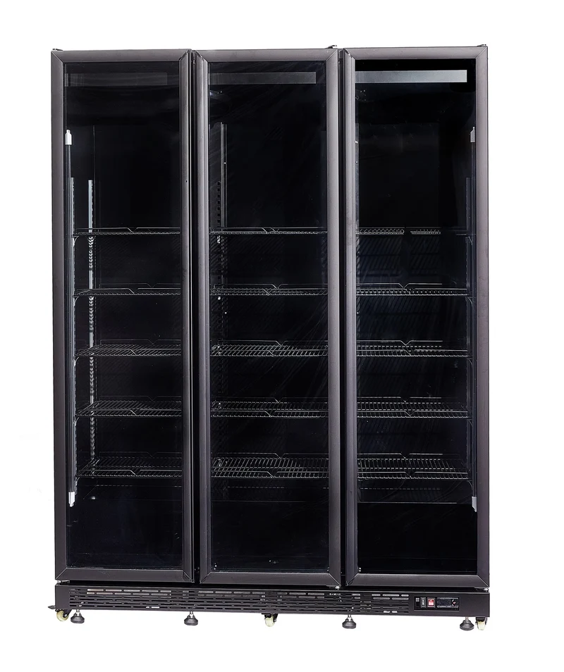 Combisteel Kühlschrank 3 Glastüren Schwarz NAP-1200 Ht - mit Türheizung