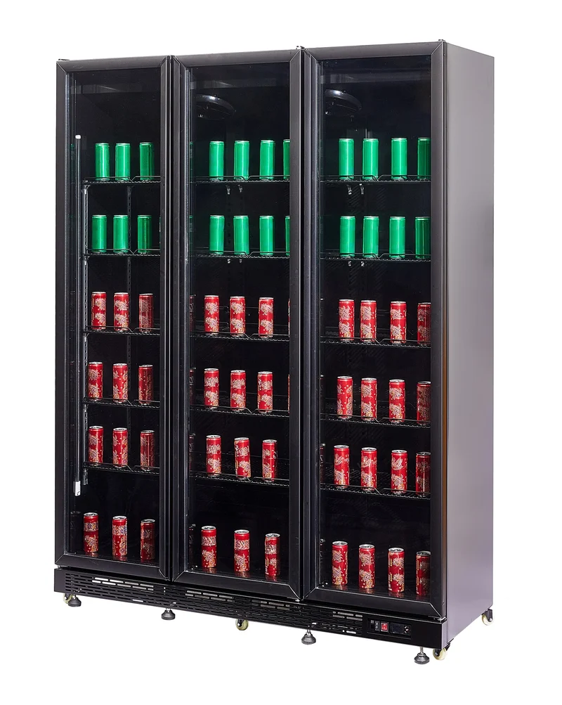 Combisteel Kühlschrank 3 Glastüren Schwarz NAP-1200 Ht - mit Türheizung