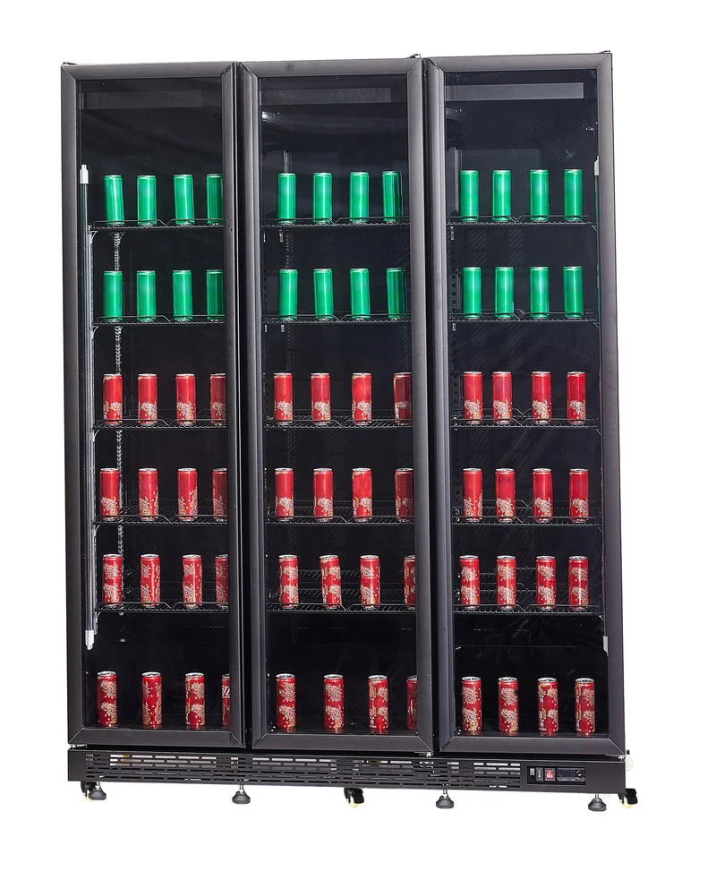 Combisteel Kühlschrank 3 Glastüren Schwarz NAP-1200 Ht - mit Türheizung