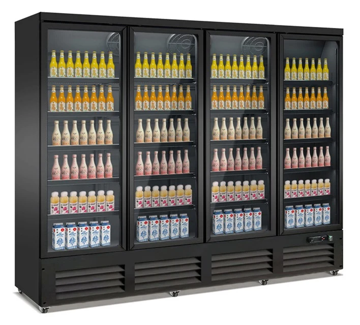 Combisteel Kühlschrank 4 Glastüren Schwarz CEB-2000R Bl *transport auf Anfrage*