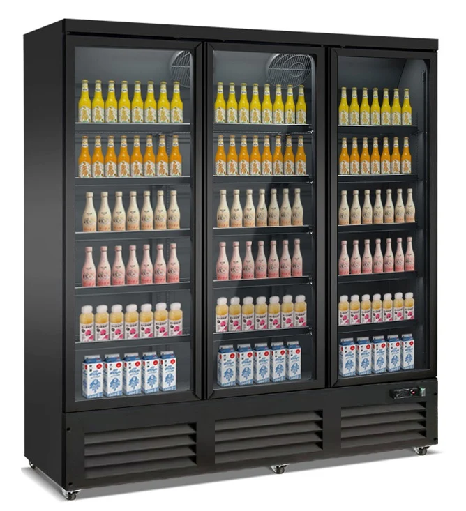 Combisteel Kühlschrank 3 Glastüren Schwarz CEB-1600R Bl