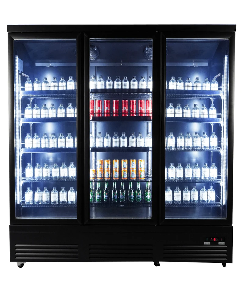 Combisteel Kühlschrank 3 Glastüren Schwarz CEB-1600R Bl