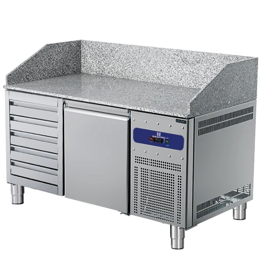 Mastro Pizzatisch 1600 mm mit 1 Tür 600x400 mm, 5 Schubladen EN - RESTPOSTEN
