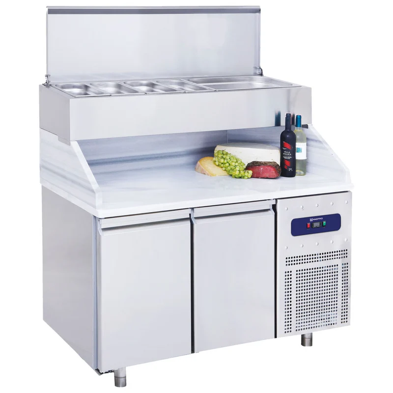 Mastro Pizzatisch mit 2 Türen GN 1/1 und Kühlaufsatz 7x GN 1/3 H=150 mm
