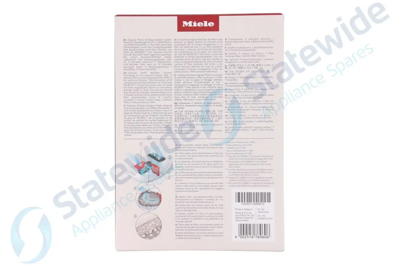 MIELE FJM 3D Vacuum BAGS(RED-4 bags/2 filters)-Genuine(was12281690/991710)