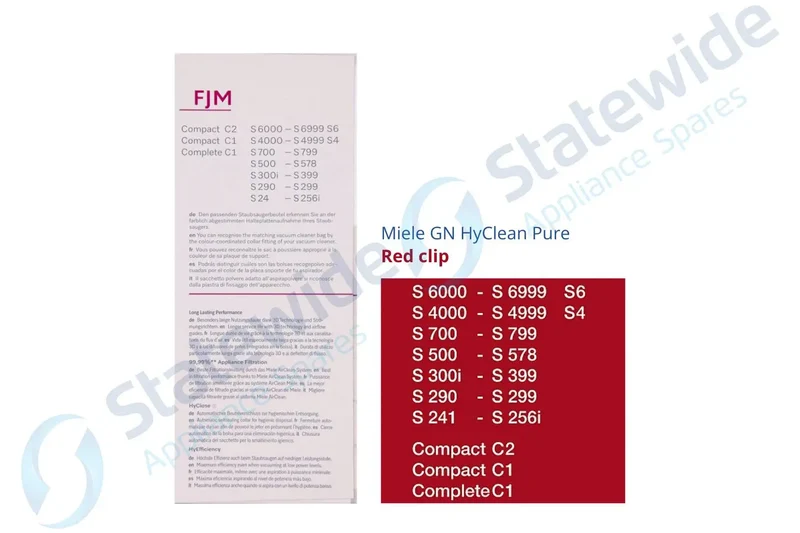 MIELE FJM 3D Vacuum BAGS(RED-4 bags/2 filters)-Genuine(was12281690/991710)