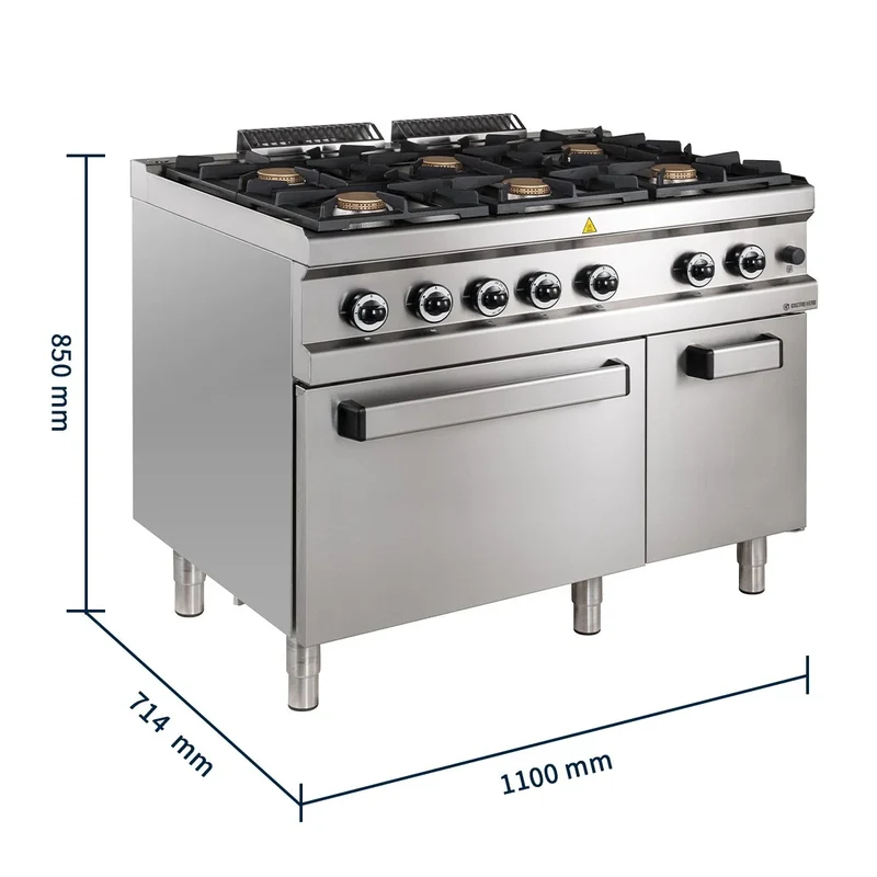 Gasherd Serie 700 - 110/70 mit Gasbackofen - 6 Kochstellen - 48 kW