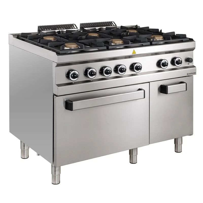 Gasherd Serie 700 - 110/70 mit Elektrobackofen - 6 Kochstellen - 42 kW