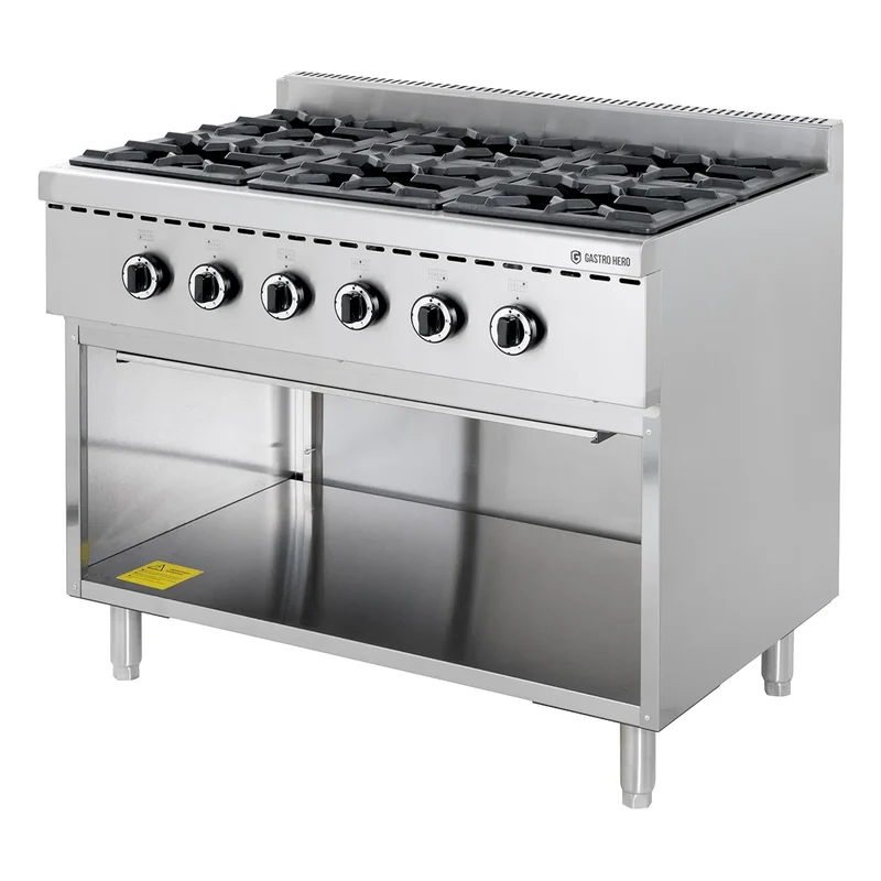 Gasherd ECO mit offenem Unterbau - 43,2 kW - 6 Brenner