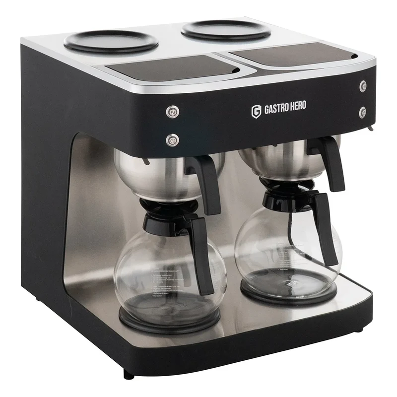 Filterkaffeemaschine ECO 2x 2 Liter schwarz inkl. 2 Glaskannen, 200 Tassen/Std., Professionelle Kaffeemaschine groß