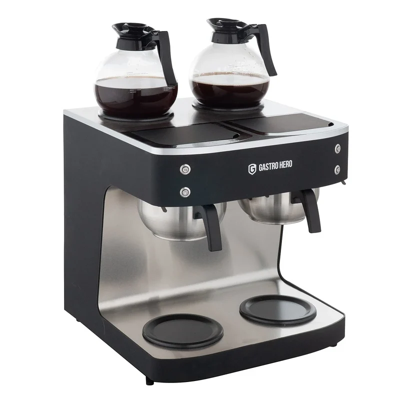 Filterkaffeemaschine ECO 2x 2 Liter schwarz inkl. 2 Glaskannen, 200 Tassen/Std., Professionelle Kaffeemaschine groß