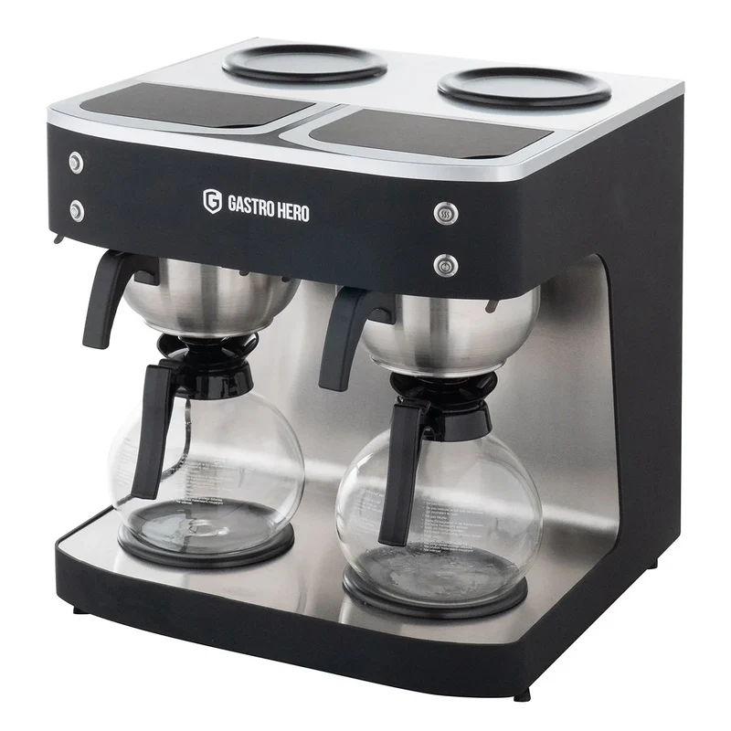 Filterkaffeemaschine ECO 2x 2 Liter schwarz inkl. 2 Glaskannen, 200 Tassen/Std., Professionelle Kaffeemaschine groß