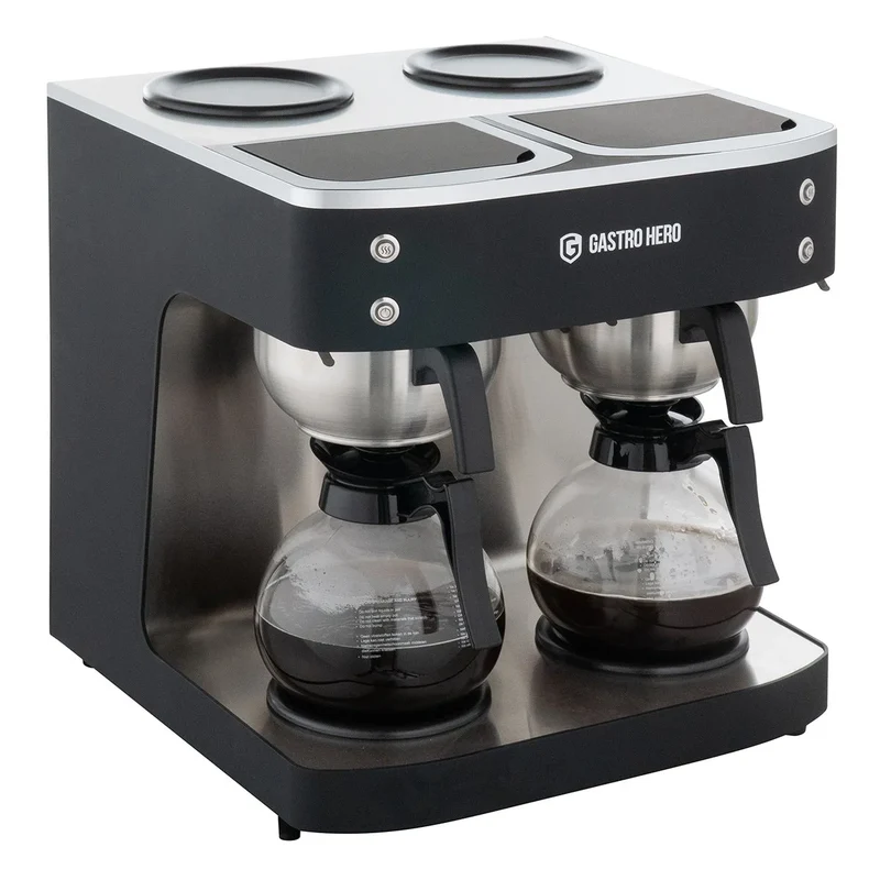 Filterkaffeemaschine ECO 2x 2 Liter schwarz inkl. 2 Glaskannen, 200 Tassen/Std., Professionelle Kaffeemaschine groß
