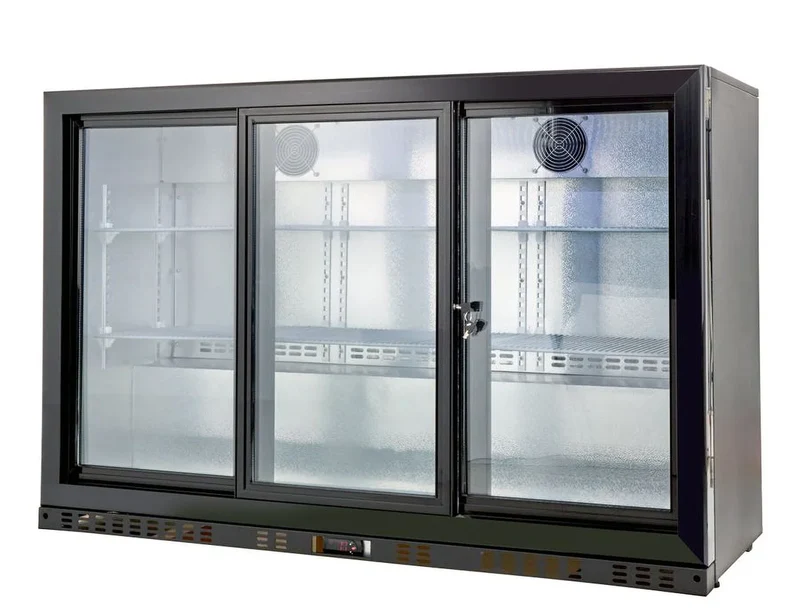 Barkühlschrank ECO 350 mit Schiebetüren schwarz, LED Beleuchtung, unterbaubar