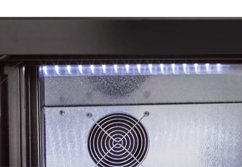 Barkühlschrank ECO 350 mit Schiebetüren schwarz, LED Beleuchtung, unterbaubar