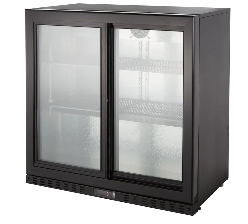 Barkühlschrank ECO 230 mit Schiebetüren schwarz, LED Beleuchtung, unterbaubar