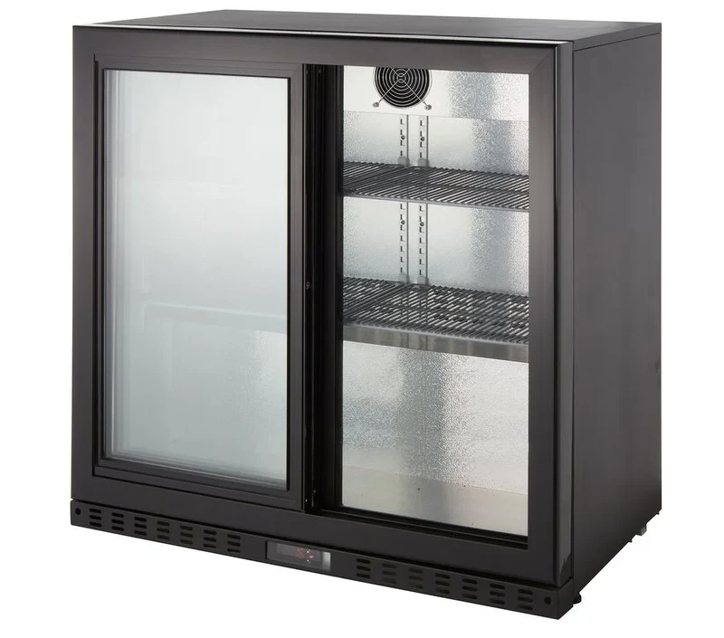 Barkühlschrank ECO 230 mit Schiebetüren schwarz, LED Beleuchtung, unterbaubar