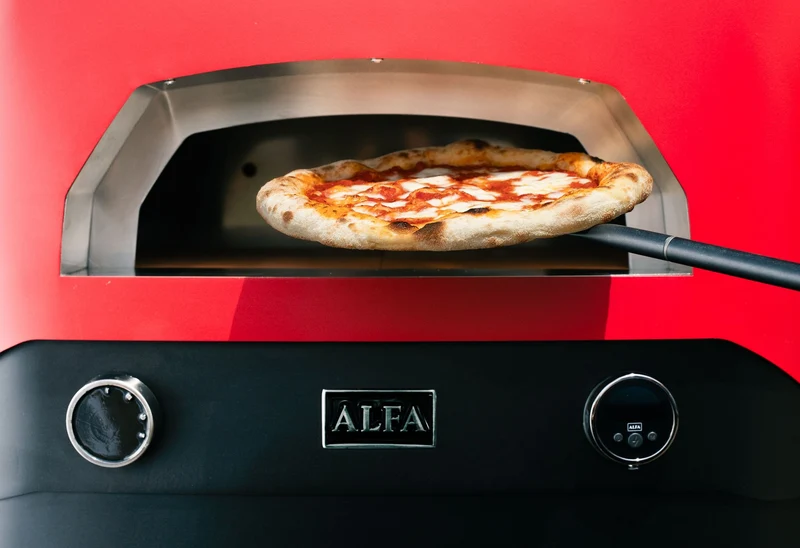 Alfa Forni EVO Hybrid-Pizzaofen Flüssiggas (LPG)/Holz, Rubin Rot