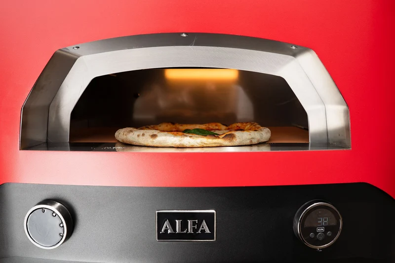 Alfa Forni EVO Hybrid-Pizzaofen Flüssiggas (LPG)/Holz, Rubin Rot