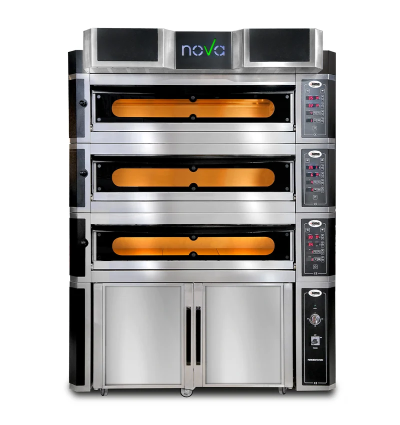 GMG Pizzaofen inkl. Haube & Gärschrank, Innenisolierung aus Steinwolle & Vollschamottstein, 3x 8,0 kW 400V