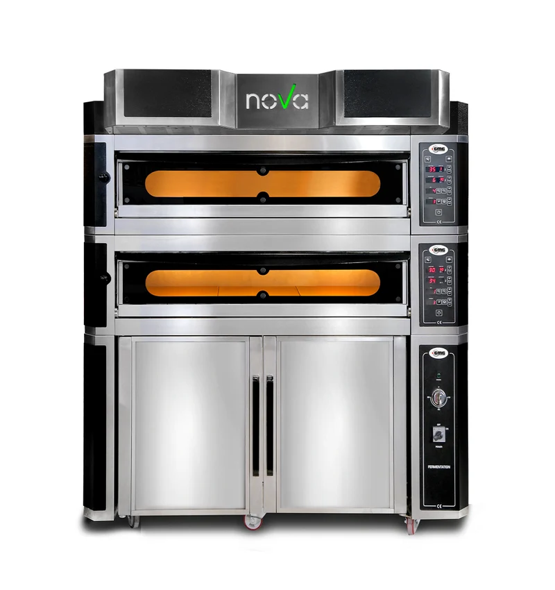 GMG Pizzaofen inkl. Haube & Gärschrank, Innenisolierung aus Steinwolle & Vollschamottstein, 2x 8,0 kW 400V