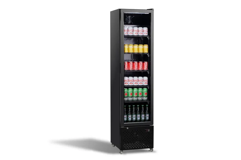 Combisteel Kühlschrank Glastür Schmall Schwarz NAP-250