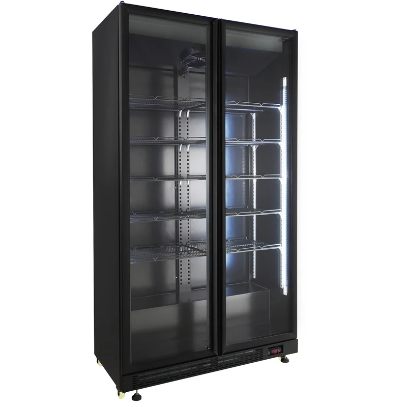 Combisteel Kühlschrank 2 Glastüren Schwarz NAP-850