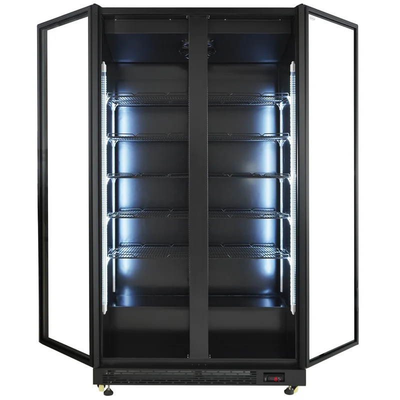 Combisteel Kühlschrank 2 Glastüren Schwarz NAP-850