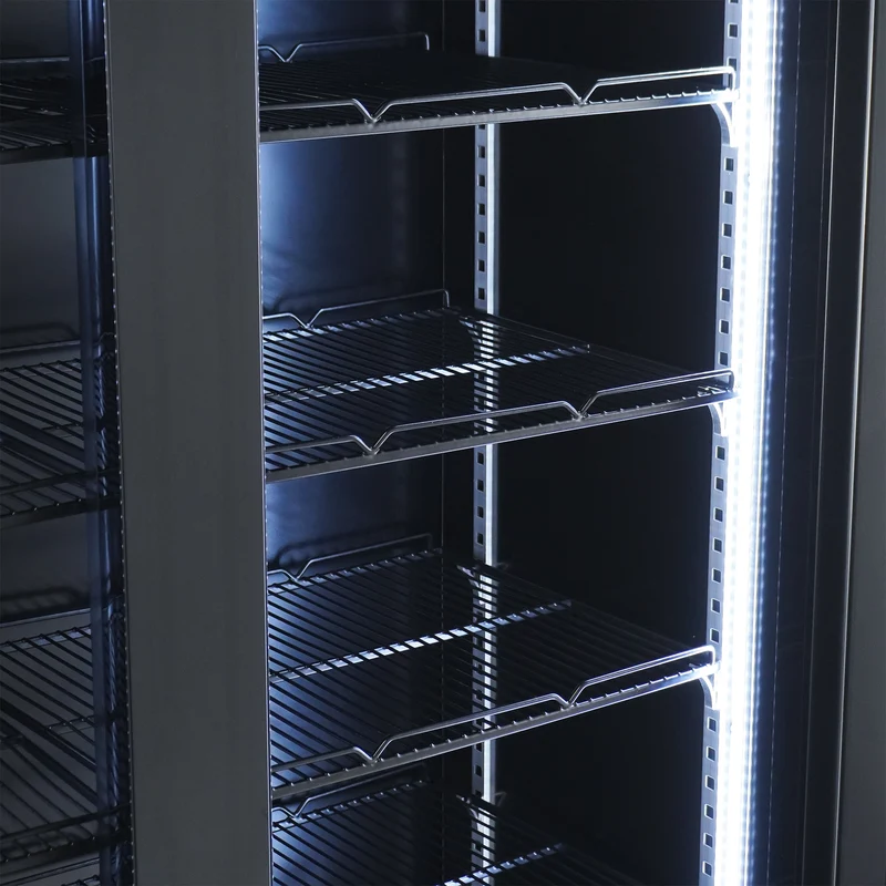 Combisteel Kühlschrank 2 Glastüren Schwarz NAP-850