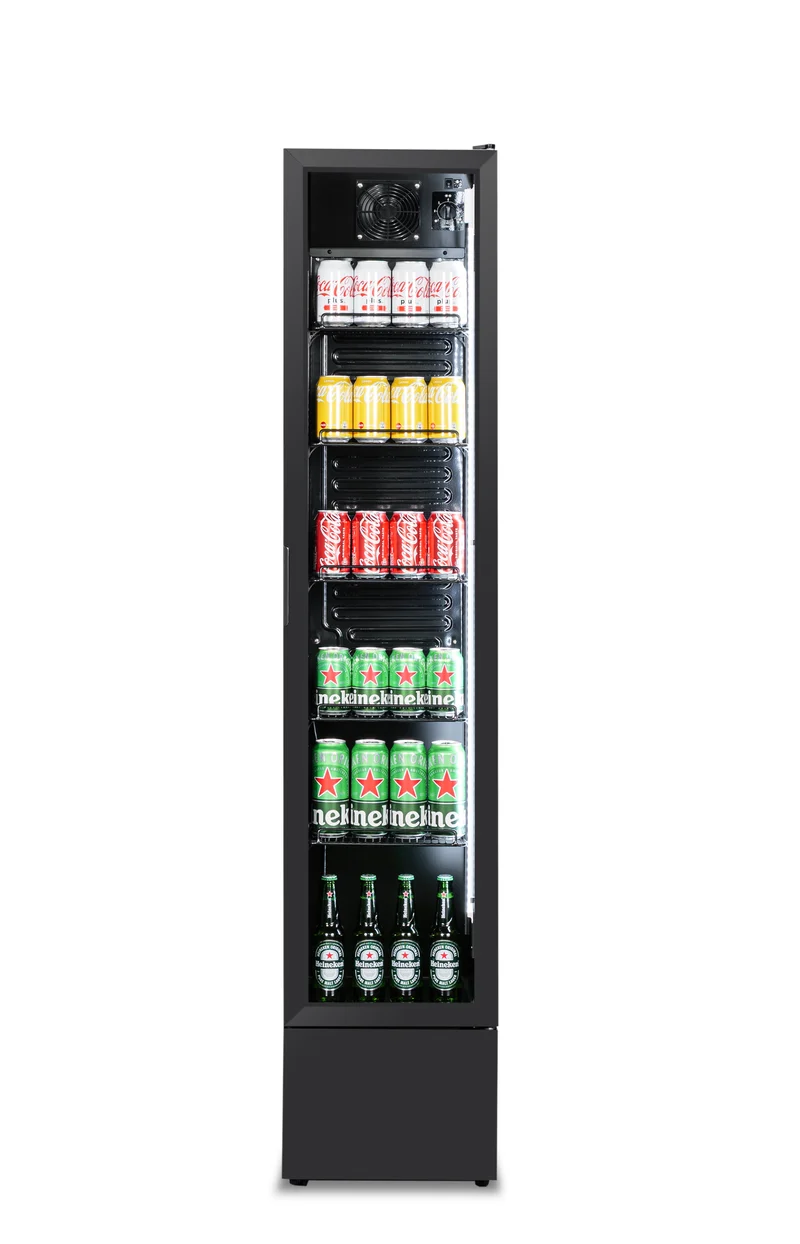 Combisteel Kühlschrank Glastür Schmall Schwarz NAP-150
