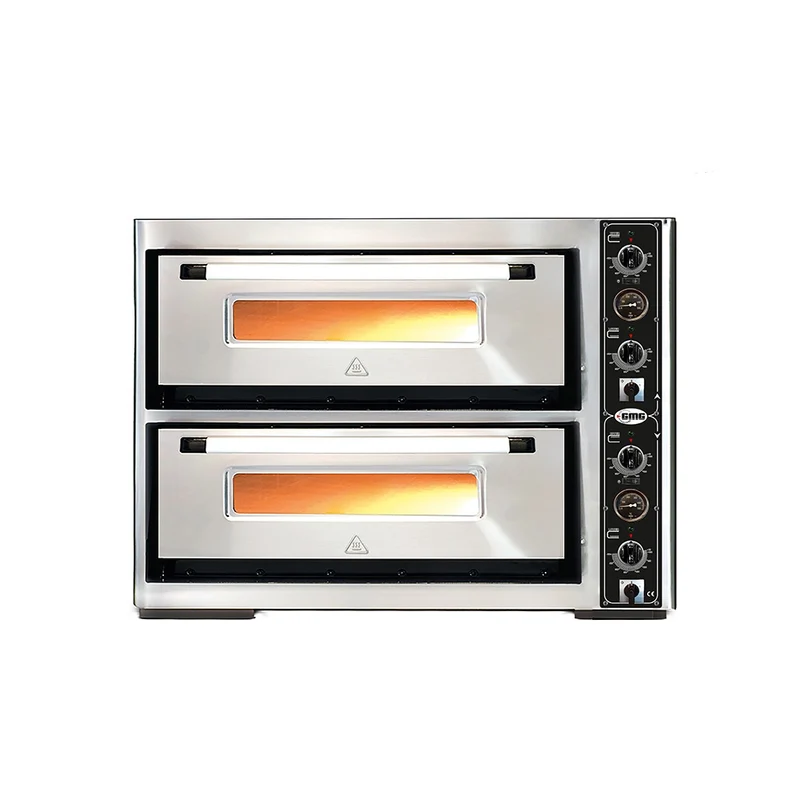GMG Pizzaofen PF70105 Lux mit Thermometer elektrisch, 6+6x Ø33cm, 15 kW, 400V, Edelstahl 2 Etagen Vollschamott