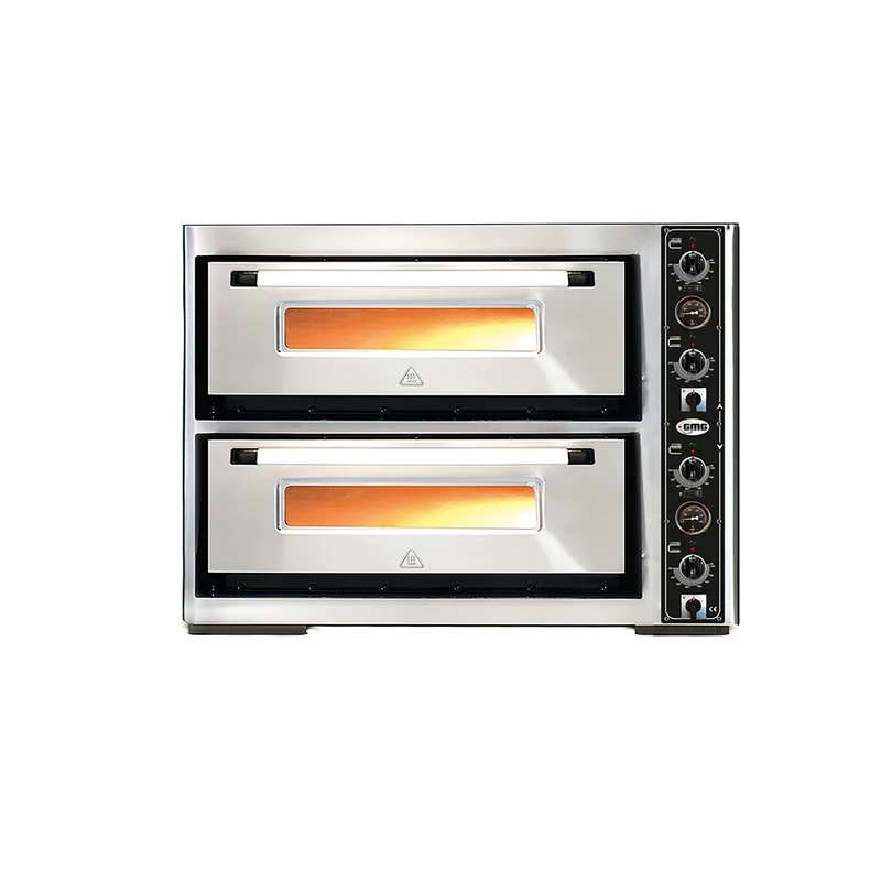 GMG Pizzaofen PF6292 DE mit Thermometer, elektrisch, 6+6x Ø30cm, 12 kW, 400V, Edelstahl 2 Backkammern