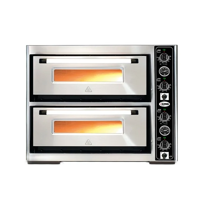 GMG Pizzaofen PF70105 DE mit Thermometer elektrisch, 6+6x Ø34cm, 15 kW, 400V, Edelstahl 2 Backkammern