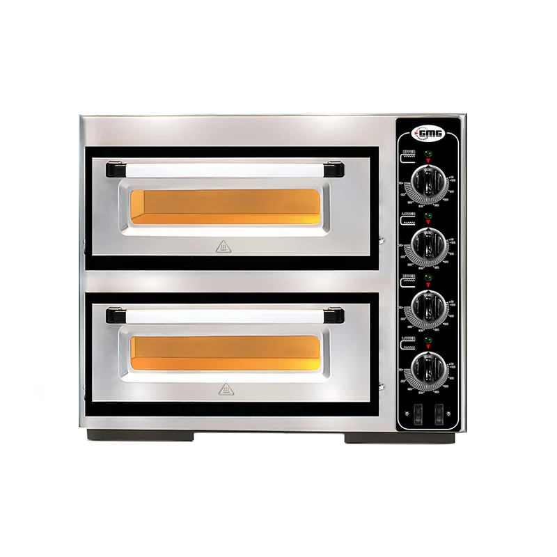 GMG Pizzaofen PF5050 DE4 elektrisch, Ø25cm, 8 kW, 400V, Edelstahl 2 Backkammern