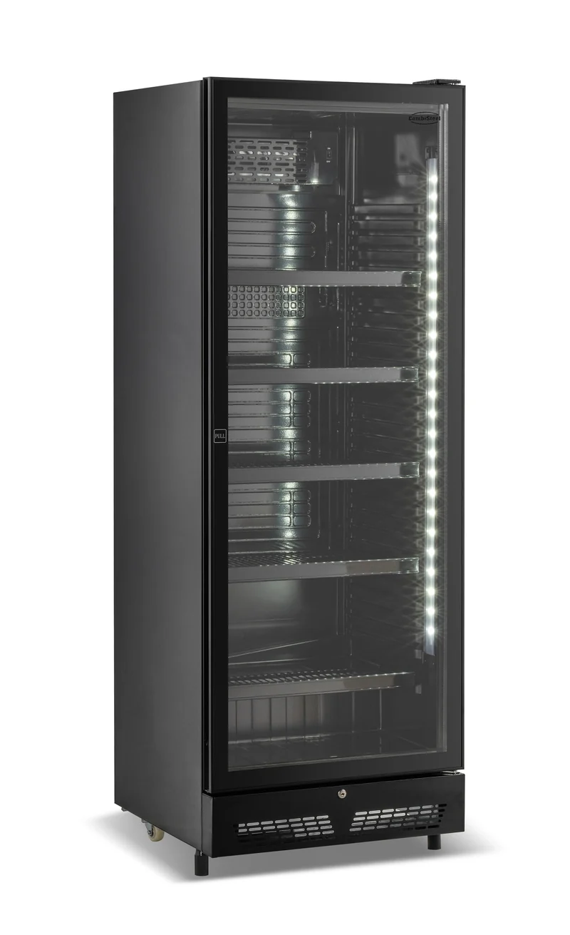 Combisteel Kühlschrank 1 Glastür Schwarz SVE-450 Bl