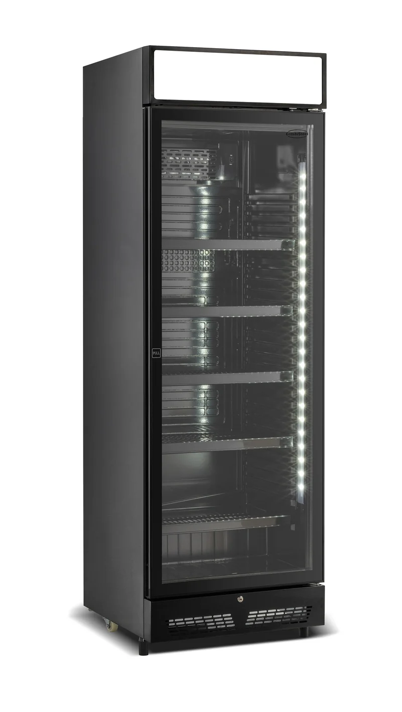 Combisteel Kühlschrank 1 Glastür Schwarz mit Canopy SVE-450 Blc