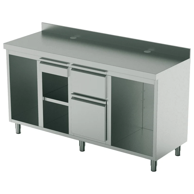 Mastro Kaffeemaschinentheke 2000x600 mm mit Schublade, Kaffeesatzschublade, Abfallbehälter, 2 Gerätefacher