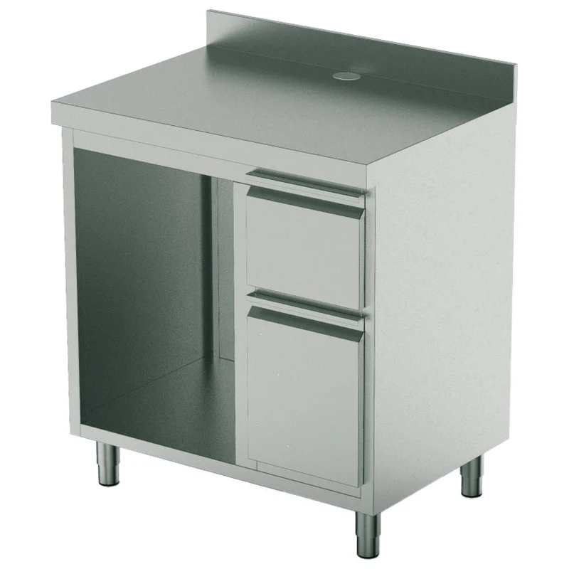 Mastro Kaffeemaschinentheke 1500x600 mm mit Schublade, Kaffeesatzschublade, Abfallbehälter, 1 Gerätefach