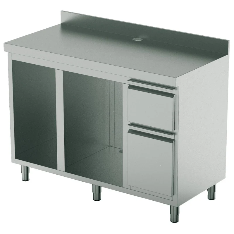 Mastro Kaffeemaschinentheke 1500x700 mm mit Schublade, Kaffeesatzschublade, Abfallbehälter, 2 Gerätefacher