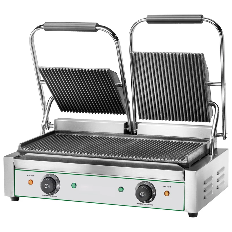 Virtus Kontaktgrill mit 2 Gusseisenplatten, gerillt/gerillt, 2x 230x240 mm