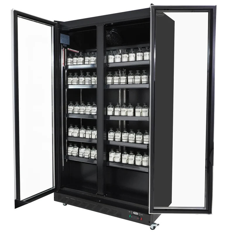 Combisteel Kühlschrank 2 Glastüren Schwarz