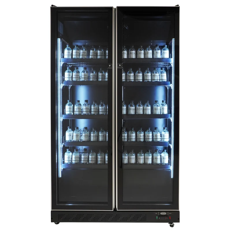 Combisteel Kühlschrank 2 Glastüren Schwarz