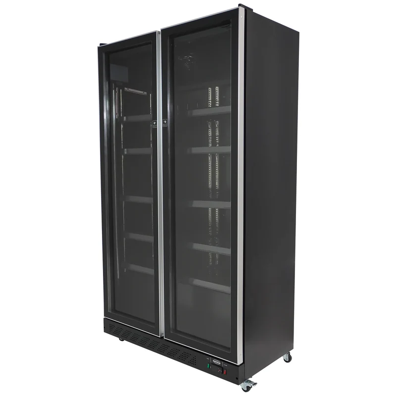 Combisteel Kühlschrank 2 Glastüren Schwarz