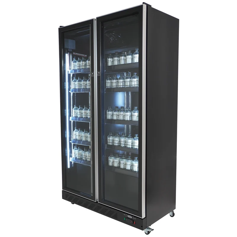 Combisteel Kühlschrank 2 Glastüren Schwarz