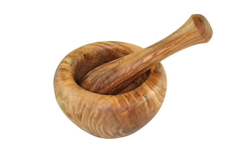 Mörser mit Stößel, Ø 12 cm Olivenholz
